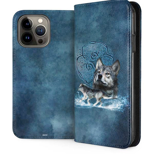 Celtic Wolf by Brigid Ashwood iPhone 15 Pro Max Folio Case
